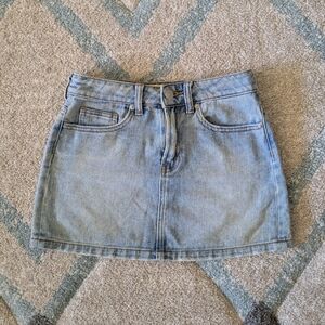 Brandy Melville Women's Blue Light Wash Denim Jean Mini Skirt, Size 24